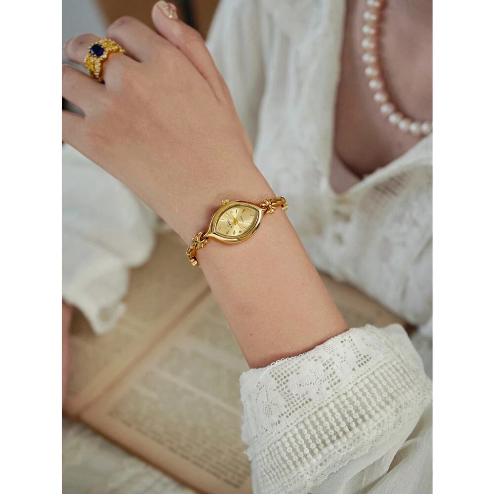 Gold French Vintage Style Unique Dainty Women’s Wrist Watch Trendy Cute Gift - Picture 9 of 10